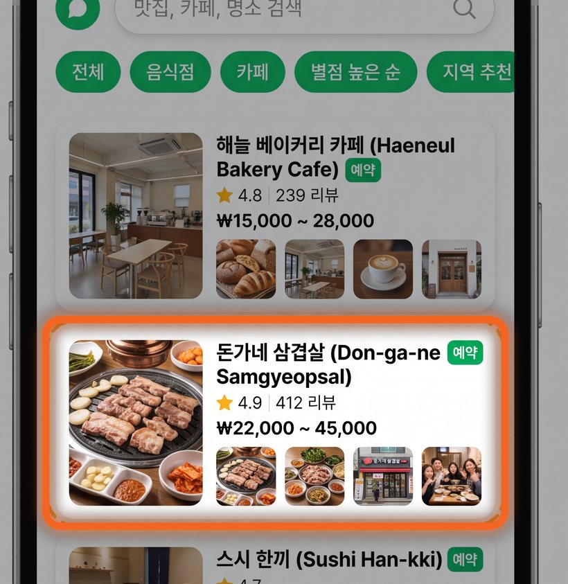 네이버 플레이스 검색 예시 — 관리 매장이 상단에 강조 표시된 화면